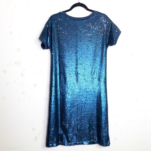 MOULINETTE Soeus Anthropologie Navy blue sequin dress - Picture 6 of 10